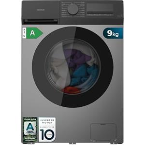 Cecotec Lavatrice Carico Frontale 9Kg Bolero DressCode 9450 Inverter Steel, 1400 rpm, 16 Programmi, Classe A-10%, Motore Inverter Plus, Allergy Care, Pearl Drum, Silence, Stop&Go, KidLock, Steel