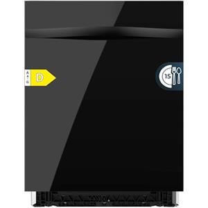 Cecotec Lavastoviglie Integrata 60cm Bolero Aguazero 6320 Full-BI Black Glass D. 1900W, 15 Coperti, 8 Programmi, Display FullColor, Smart Wash, Turbo Dry+, AutoClean, Dual Zone Wash