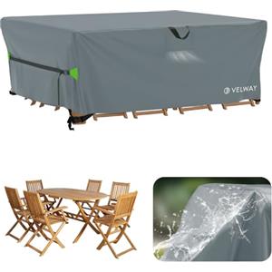 Velway Copertura Tavolo Esterno Giardino Impermeabile 200x160x74cm Grigio