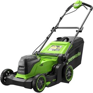 Greenworks 48V (24V x 2) Tagliaerba a batteria, larghezza di taglio 41 cm, fino a 440 m², regolazione altezza taglio centrale 6 posizioni 30-80 mm, senza batteria e caricabatteria - LM4102