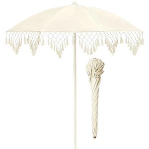 PHQCIV 160cm|200cm Ombrellone da Esterno Beige in Macramé con Nappe, Design Triangolare Intrecciato con Frange, Ombrellone Inclinabile per Giardino, Spiaggia E Terrazza(200cm)