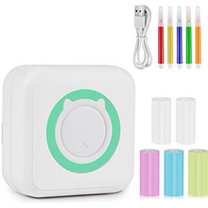 GuKKK Mini Stampante Fotografica, Mini Stampante Termica,Stampante Fotografica Istantanea Portatile, Mini Stampante Termica Bluetooth con Ricarica USB Stampante, per Note, Diario, Elenco