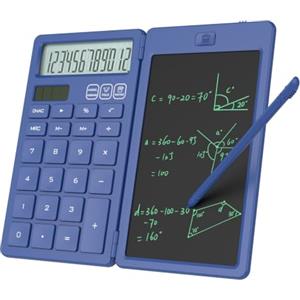 GUYUCOM Calcolatrice con tablet di scrittura e penna, a energia solare e a batterie, adatta per studenti, famiglie, uffici, blu