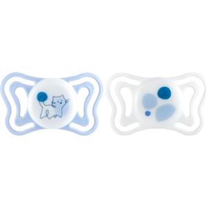 Chicco PhysioForma Light, Succhietto in Silicone 2-6 Mesi, Ciuccio Bimbo con Tettarella in Silicone, Leggero, Forma Ergonomica, Supporta il Corretto Sviluppo della Bocca, Azzurro, 2 pezzi