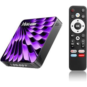 RUPA Smart TV Box Android 14.0, 2026 HD 8K Android Box RK3518 RAM 2G ROM 16G Supporto WiFi6 Enternet 10/100M BT 5.0 USB 3.0 Internet TV Box HD 8KHDR10+ Smart Client Media Streaming Voice Remote HS86 PRO14