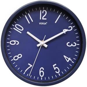 Versa Raven Orologio NUOVO MECCANISMO E QUALITÀ MIGLIORATA, Silenzioso e Decorativo, per Cucina, Soggiorno o Sala da Pranzo, Misure (A x L x P) 20 x 4,3 x 20 cm, Polipropilene, Colore Blu