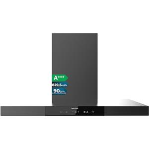 Cecotec Cappa Aspirante a T 90 cm Bolero Flux TT 909500 Slim Dark Inox A+++. Aspirazione 829,5 m³/h, Controllo Gestuale e Doppio Booster, Filtri Lavabili, Classe A+++, Sensore di Calore