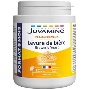 JUVAMINE Lievito Di Birra, 8 Vitamine, Crescita Di Capelli e Unghie, 5 Mesi | Multivitamine, Zinco, Bellezza: pelle, capelli e unghie, Vitalità, Rinforzante, Assorbimento ottimizzato, Prodotto in Francia