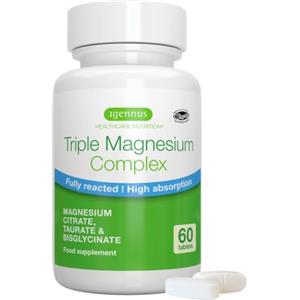 Igennus Healthcare Nutrition Igennus Complesso di Magnesio Triplo 2000 mg, Glicinato, Citrato e Taurato