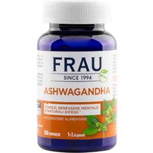 FRAU Ashwagandha, Alto Dosaggio, 180 Compresse, Azione Tonico Adattogena per il Benessere Fisico e Mentale, Favorisce il Rilassamento, Senza Glutine, Senza Lattosio