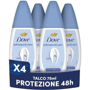 Dove Vapo Talco 75 ml, Deodorante Spray Senza Gas Antitraspirante, Protezione Anti-Odore 48 Ore, Ascelle con 1/4 di Crema Idratante, Senza Alcol Etilico (Confezione da 4)