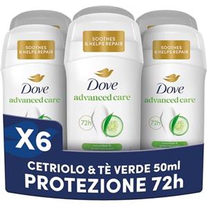 Dove Deodorante Stick Go Fresh Cetriolo e Tè Verde, Deodorante Antitraspirante, Protezione Fino a 72 Ore, con Pro-Ceramide Technology e Ingredienti Idratanti, Deodorante Uomo e Donna, 6 Pezzi da 50ml