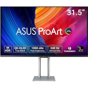 ASUS ProArt Display OLED PA32UCDM, Monitor da 31,5" 4K UHD QD-OLED (3840 x 2160), Ultra-slim, Refresh Rate 0,1ms, Auto Calibrazione, Dolby Vision, Thunderbolt 4, Supporto Ergonomico, Argento