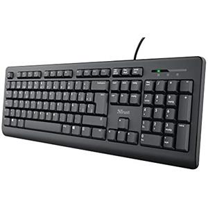 Trust Taro Tastiera layout QWERTY spagnolo, resistente alle vertigini, cavo da 1,8 m, connessione USB, Windows, Mac, PC, laptop, nero