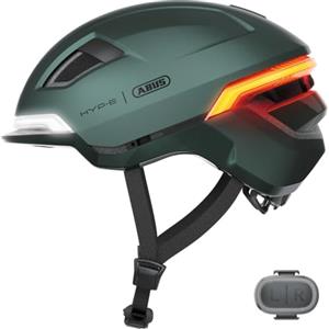 ABUS Casco da Bici HYP-E - Casco con Luce Frontale, Taglia S, Verde