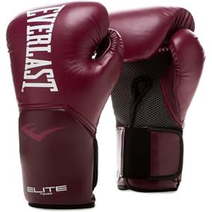 Everlast Guanti da Boxe Everlast Elite 2 16oz, Bordeaux, per Sacco, Allenamento e Sparring, Chiusura a Strappo, Barra Ergonomica, Schiuma a Strati - Autentico Everlast