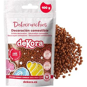 dekora - Dekocrunchies café, Zuccherini Decorativi per dolci, Sprinkles per Torte croccanti e dal sapore intenso, Perle di Zucchero commestibili per decorare torte, biscotti, cupcake e dessert