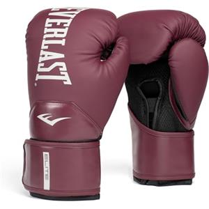 Everlast Guanti da Boxe Everlast Elite 2 14oz, Bordeaux, per Sacco, Allenamento e Sparring, Chiusura a Strappo, Barra Ergonomica, Schiuma a Strati - Autentico Everlast