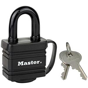 Master Lock 7804EURD Lucchetto, Protezione Termoplastica, Acciaio Laminato, Nero, 40 mm