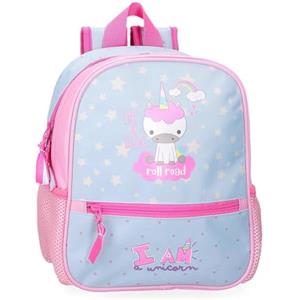Roll Road I am unicorn, zaino unicorno, zaino per bambini, zaino per la scuola, in poliestere, spallacci larghi, ergonomici e imbottiti, tasche multiple e scomparti., Blu, Zaino 28