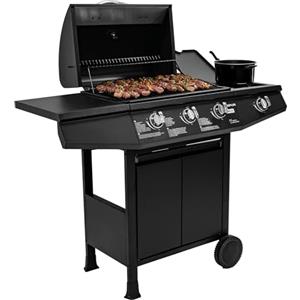 Amig - Barbecue gas - Barbecue Fireplus 3+1 bruciatori - Potente e completo con carrello - 117 x 52 x 103 cm - Acciaio inox - Nero