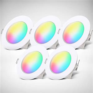B.K.Licht I 5er Set RGBW Luci da incasso per il bagno LED I Faretto da incasso per il bagno colorato I Telecomando I Foro Ø70 mm I Dimmerabile I 92x45 (DxH) I Bianco