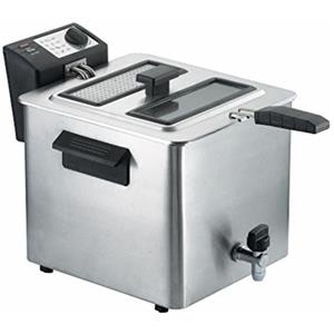 RGV Fry Type - Friggitrice Elettrica 8 Litri con Rubinetto per Scarico dell'Olio e Testata removibile, Cestello in Acciaio Inox 23x23x11