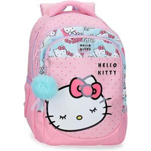 Hello Kitty Pepe Jeans Sanrio Hello Kitty Bows Zaino Scolastico Doppio Scomparto 15.6" Inches Rosa 28x42x14 cm PVC