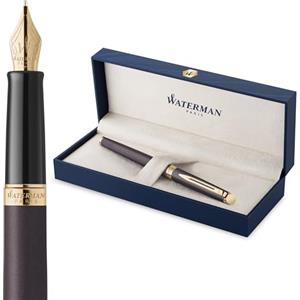 Waterman Hémisphère Penna stilografica | The Understated Edit | Nero lava | punta media in acciaio inossidabile | Inchiostro blu | confezione regalo