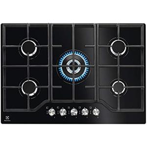 Electrolux Piano Cottura Gas EGG7536K Serie 600 Gas on Glass75cm da Incasso,5 Fuochi,Bruciatore Wok,Precisa Regolazione della Fiamma,Speed Burner,Semplice da Pulire,Sicurezza Sicurgas, 740x510cm,Nero
