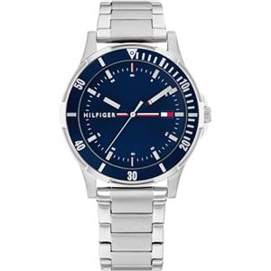 Tommy Hilfiger Orologio Bambino Quadrante Blu, Bracciale in Acciaio Inox, Cassa 34mm, Lunetta in Alluminio, Quarzo, 5 ATM