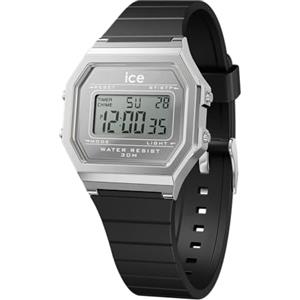 ICE-WATCH - ICE digit retro Metal silver mirror Black - Orologio nero da Donna con Cinturino in silicone - 022735 (Small)