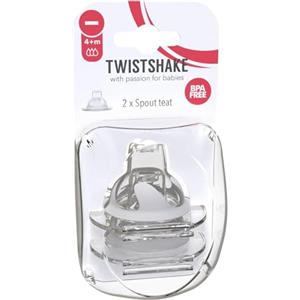 Twistshake Tettarelle Anticolica - Confezione da 2 | Taglia L 4 Mesi+ | Struttura Simil Seno | Silicone Morbido | Senza BPA | Beccuccio Biberon Neonato | Trasparente