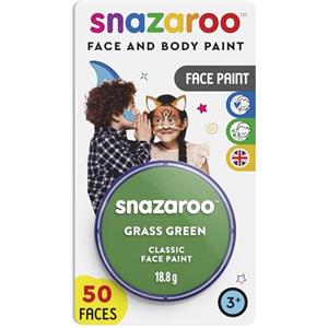 Snazaroo - Pittura per Viso e Corpo, Trucchi da Viso per Travestimenti, per Bambini e Adulti, Blister 18ML, Colore Verde Erba