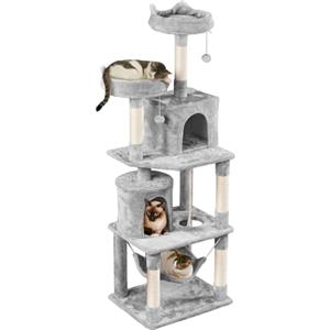Yaheetech Albero Tiragraffi per Gatti Adulti Alto 179 cm XXL Grigio Chiaro