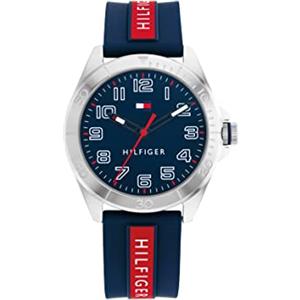 Tommy Hilfiger Orologio con Movimento al Quarzo a Tre Lancette per i Giovani con Cinturino in Silicone Blu Navy - 1720019, Blue and Red