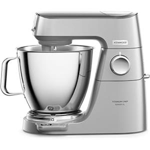 Kenwood Titanium Chef Baker XL KVL85.224SI, Impastatrice Planetaria, Bilancia Integrata, Doppia Ciotola in Acciaio Inox da 5L e 7L, Frullatore, Tritacarne 4 Strumenti di Miscelazione, 1200W, Argento