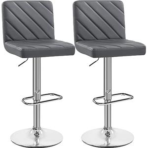 Yaheetech Set 2 Sgabelli Bar Alti Cucina Moderni in Similpelle Grigio