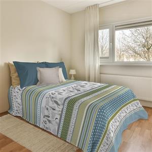PENSIERI DELICATI Copriletto 220x280 cm, Telo Singolo 100% Cotone Pique, Ideale Come Telo Arredo, Coperta Salva Letto 1 Piazza e Mezza, Fantasia BauBau Verde, 100% Made in Italy
