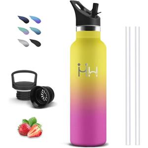 Grsta Borraccia Termica, 750ml Borraccia, Senza BPA, Borraccie con Cannuccia, Senza Perdite, Borraccie Acciaio Inox, Doble Aislamiento, Borracce Metallo per Campeggio, Corsa, Ufficio, Caffè, Viaggio, Yoga