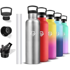 Grsta Borraccia Termica, Bottiglia Termica 750ml, Senza BPA, Borracce Termiche con Cannuccia, Borraccia Palestra Senza Perdite, Mantiene Caldo per 12 Ore/Freddo 24 Ore, Bottiglia per Palestra, Campeggio