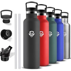 Grsta Borraccia Termica, Borraccia 1 litro, Senza BPA, Borracia con Cannuccia, Senza Perdite, Bottiglia Termica, Borracce Termiche, Isolato Sottovuoto, Borracce per Sport, Campeggio, Palestra, Yoga