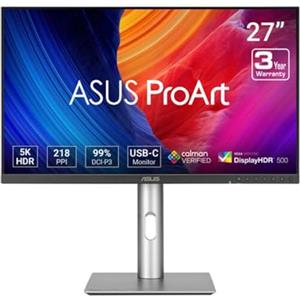 ASUS PROART DISPLAY PA27JCV, Monitor Professionale da 27" 5K UHD IPS, Nero