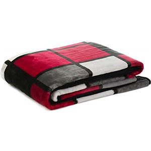 Gözze - Coperta Morbida, Sensazione Cashmere, Tessuto Spesso 500 g/m², Antigua, 100% Microfibra, 150 x 200 cm - Rosso/Bordeaux/Nero/Bianco