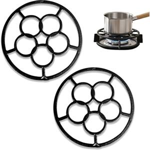 letuxaamz Anello per Wok In Ghisa, Riduttore Fornello Gas Fornelli Riduttore Gas 2 Pezzi 18,2x18,2cm, Antiscivolo Resistente al Calore Universale, Supporto per Pentole Piccole e Moka