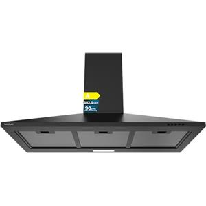 Cecotec Cappa Aspirante Piramidale 90 cm Bolero Flux PM 904000 Black A. Finitura Nera Verniciata, Aspirazione 382,5 m³/h, 3 Velocità, Filtri a Carbone Inclusi, Classe A, Motore BLDC e Luce LED