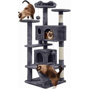 Yaheetech Albero Tiragraffi per Gatti Adulti Alto 139 cm Grigio Scuro