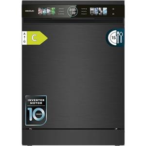 Cecotec Lavastoviglie Compatto 60cm Bolero Aguazero 6620 Dark C. 1850W, 15 Coperti, 8 Programmi, Motore Inverter, Schermo FullColor, Smart Wash, Turbo Dry+, AutoClean, Mezza Carica, Avvio Ritardato