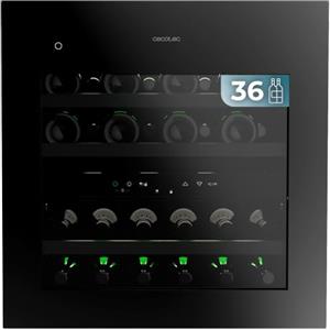 Cecotec Cantinetta Vino Incasso 36 Bottiglie Bolero GrandSommelier Duo 36000 Touch Matt Black Compressor. Sensore Tattile, 60x60cm, Doppia Zona Temperatura, Ripiani Legno, Conservazione Ottimale Vini