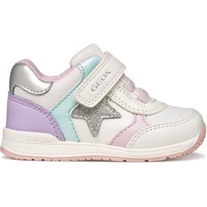 Geox B Rishon Girl A, Scarpe Primi Passi Bimba 0-24, Off White Lilac, 21 EU